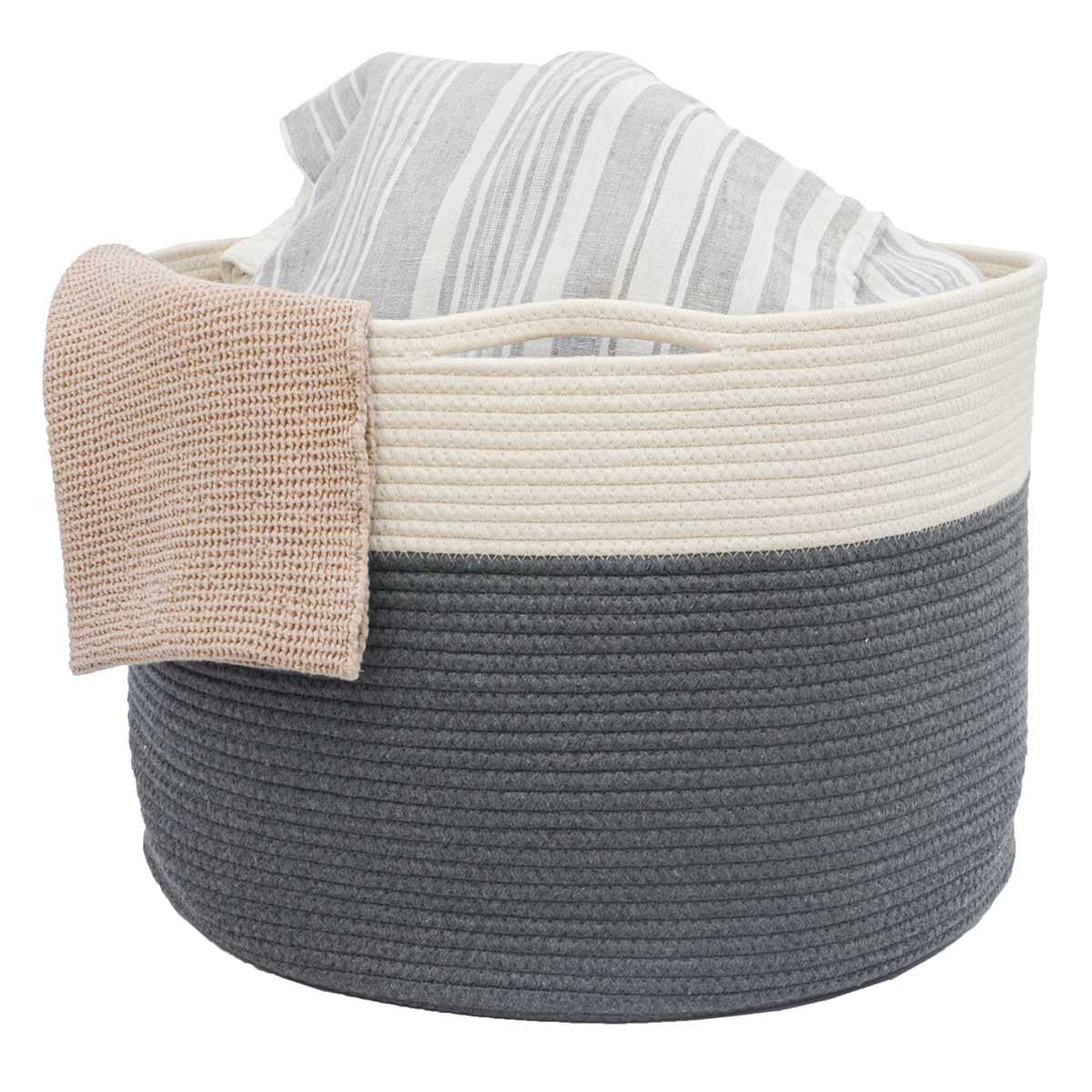 &Oslash;43x33 Baumwoll Seilkorb 45L Aufbewahrungskorb Boho W&auml;schekorb Kinderzimmer Korb 
