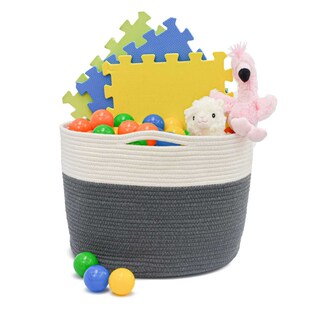 Ø39x30 Baumwoll Seilkorb 35L Aufbewahrungskorb Boho Wäschekorb Kinderzimmer Korb 