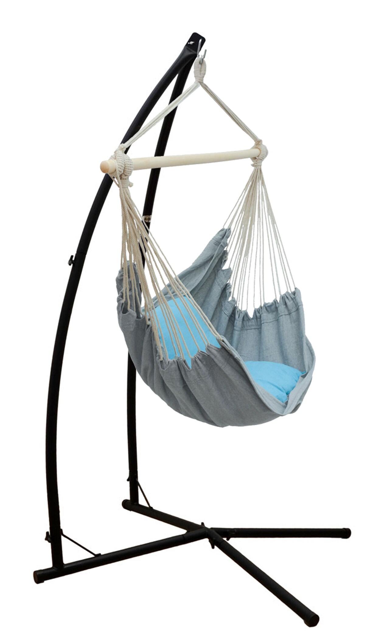 H&auml;ngestuhlgestell mit H&auml;ngesessel 215cm Metallgestell bis 120kg mit 2 Kissen 