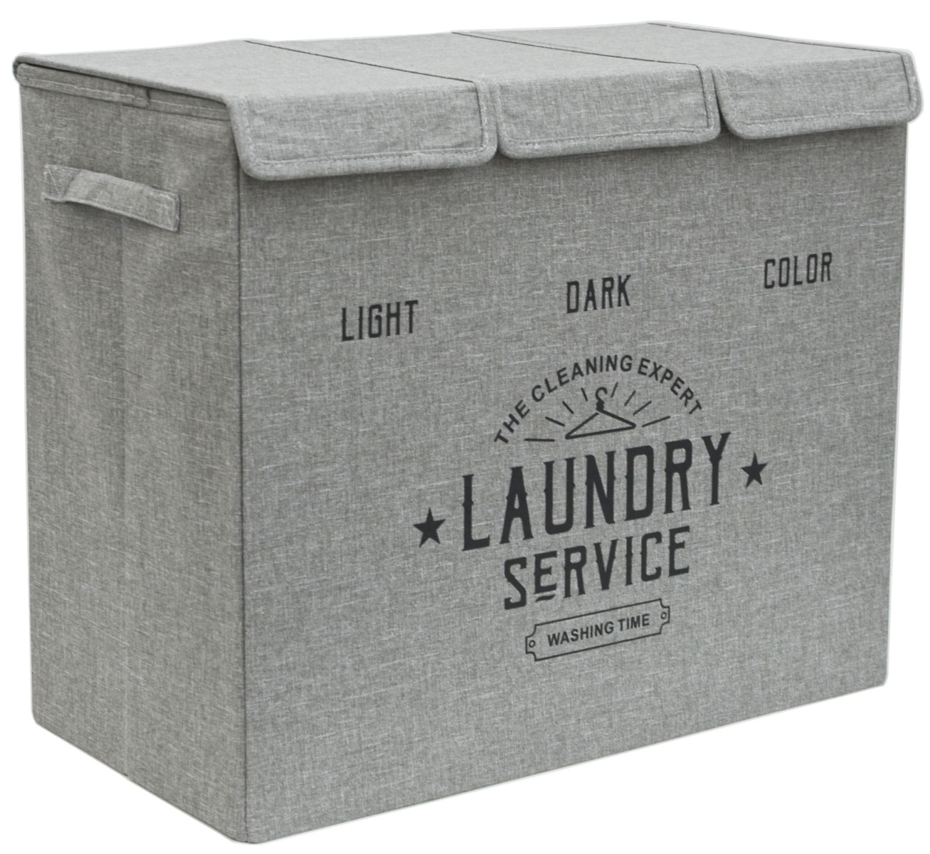 3 F&auml;cher W&auml;schekorb mit Deckel - 84L W&auml;schesammler Faltbar - 60x30x50 W&auml;schebox 