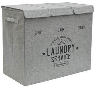 3 Fächer Wäschekorb mit Deckel - 84L Wäschesammler Faltbar - 60x30x50 Wäschebox 