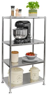 4 Ebenen Edelstahl Regal - 61x36x113 Schwerlastregal bis 60kg Metallregal Küche 