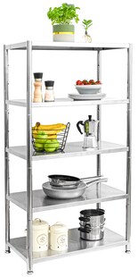 5 Ebenen Edelstahl Regal - 61x36x145 Schwerlastregal bis 60kg Metallregal Küche 