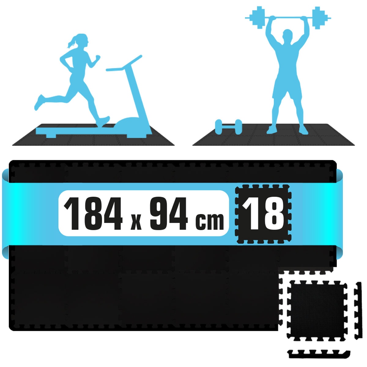 18x Fitness Bodenschutzmatte - 30x30 EVA Matte Sport Bodenmatte f&uuml;r Fitnessraum 