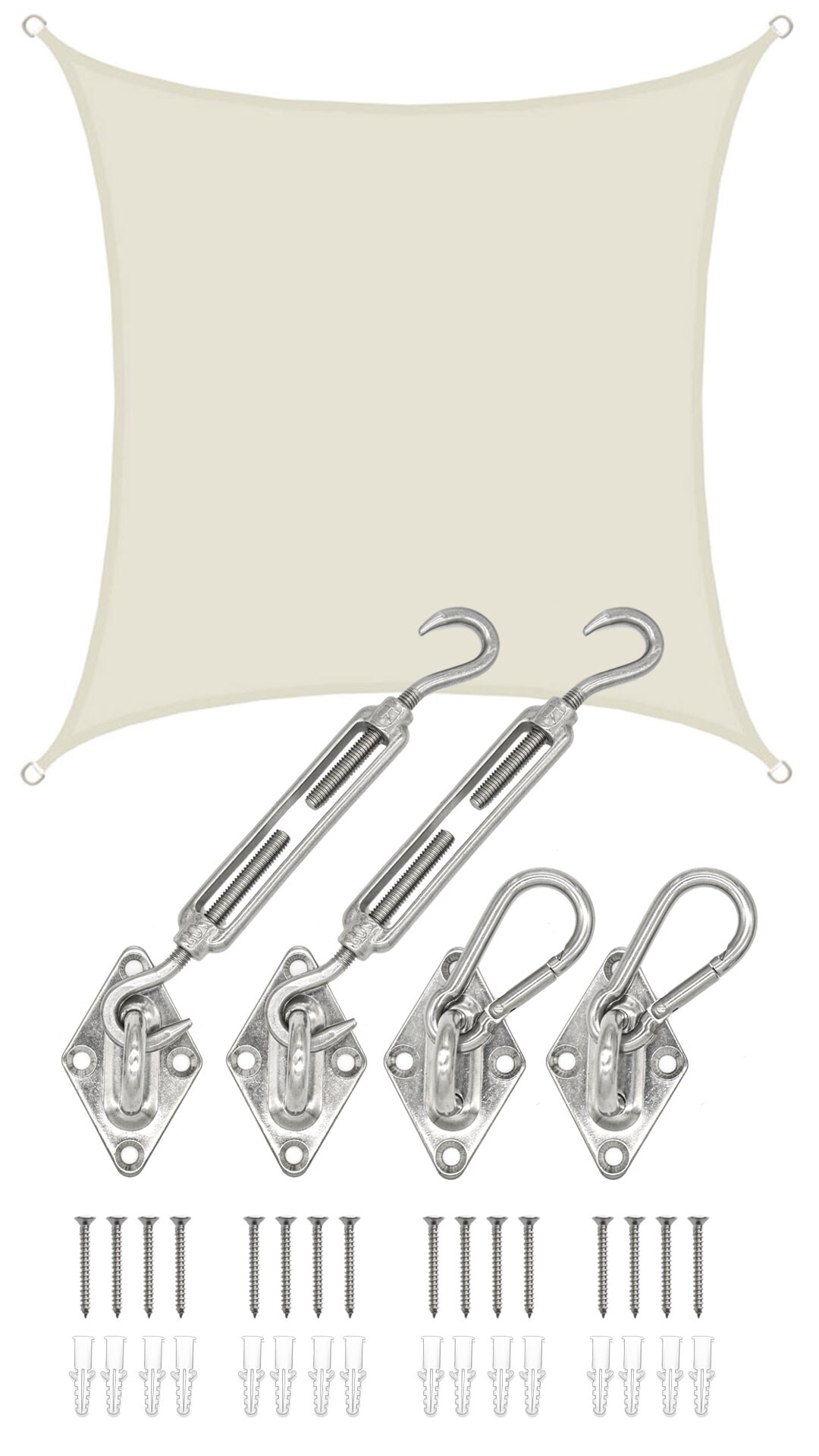 3x3m Sonnensegel Viereckig Wasserdicht - Sonnenschutz Segel Set mit Befestigung 