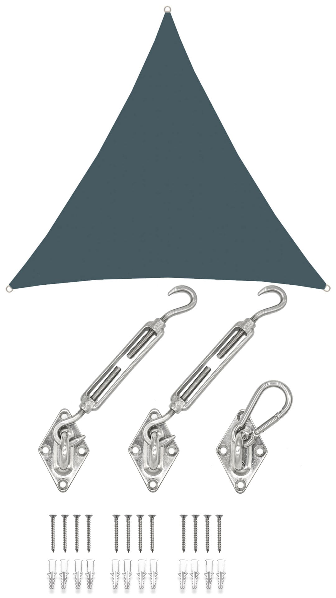 2x2x2 Sonnensegel Dreieckig Wasserdicht - Sonnenschutz Segel Set mit Befestigung 