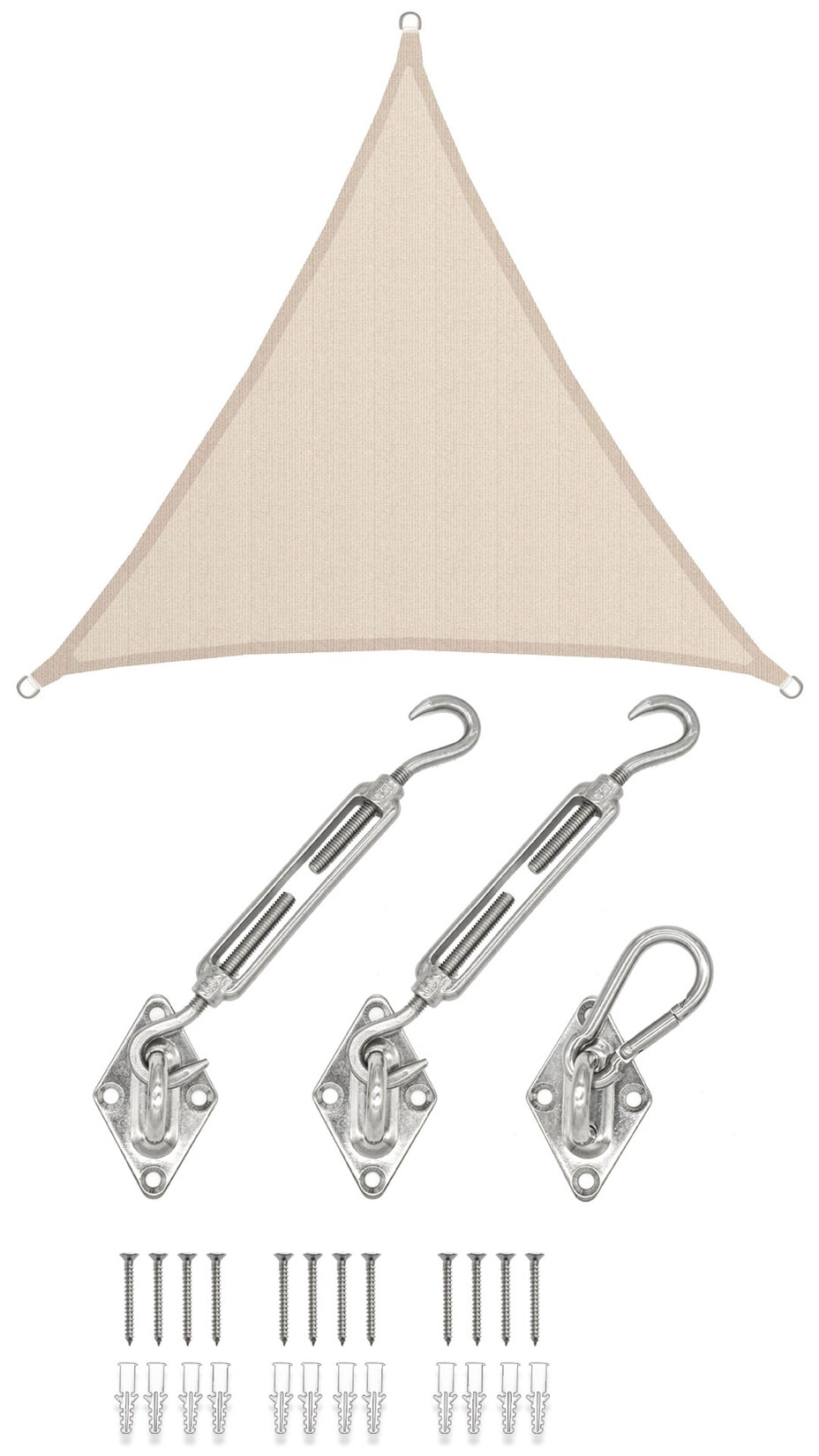 2x2x2 Sonnensegel Dreieckig Wasserdicht - Sonnenschutz Segel Set mit Befestigung