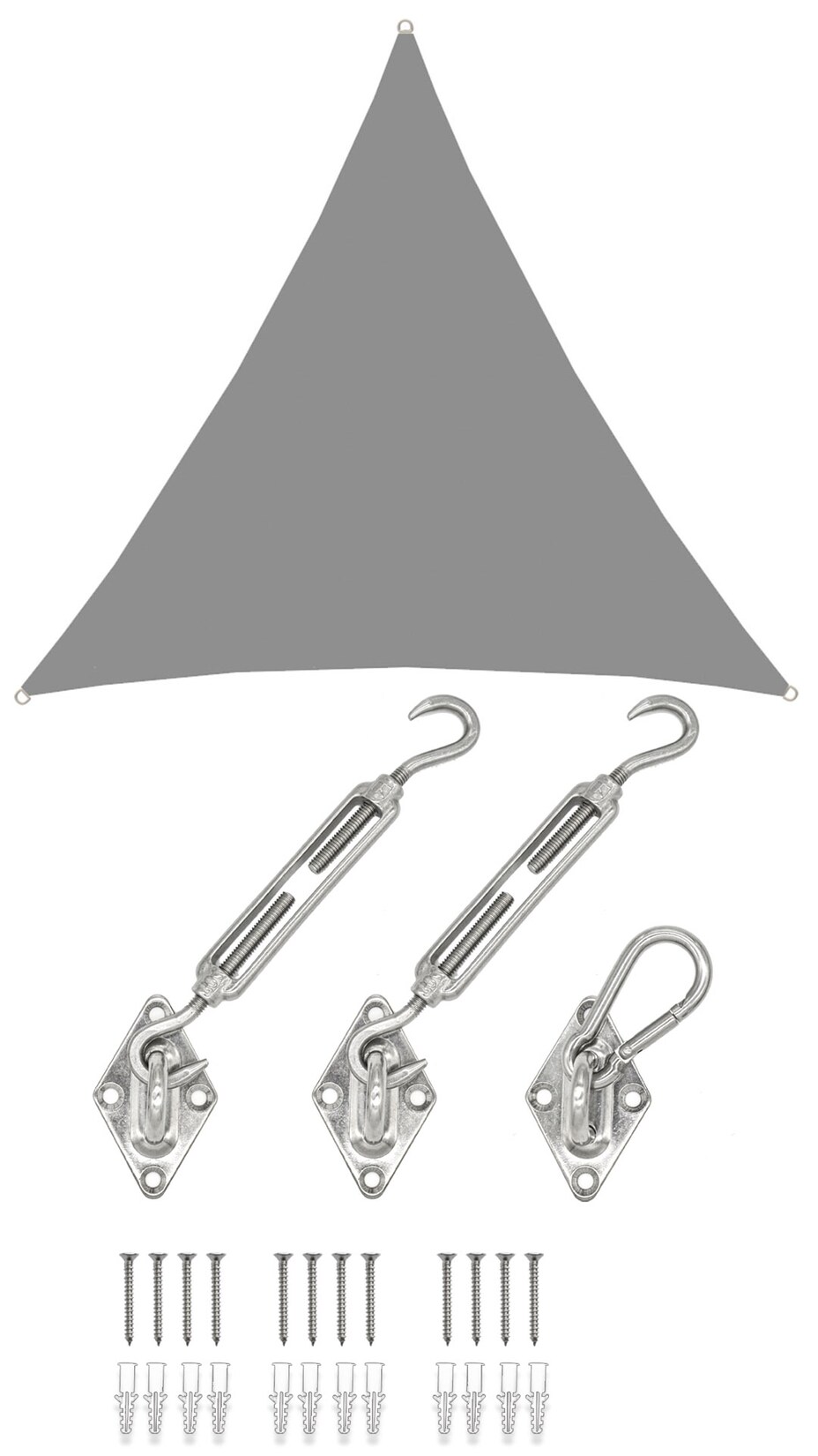 3x3x3 Sonnensegel Dreieckig Wasserdicht - Sonnenschutz Segel Set mit Befestigung
