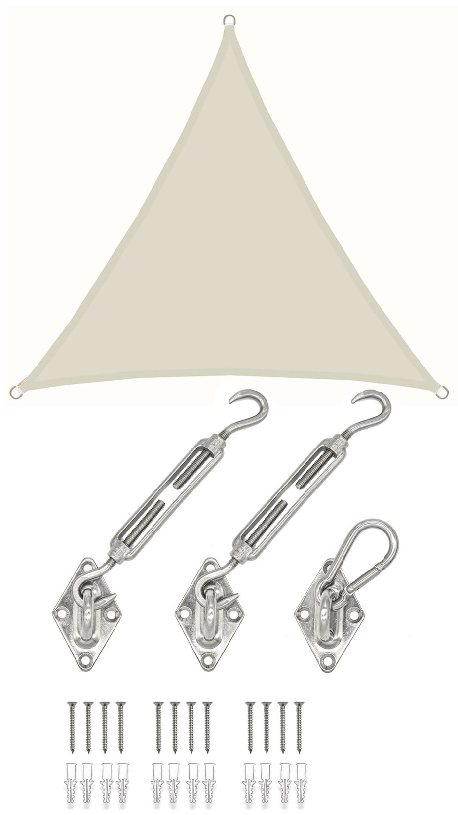 3x3x3 Sonnensegel Dreieckig Wasserdicht - Sonnenschutz Segel Set mit Befestigung