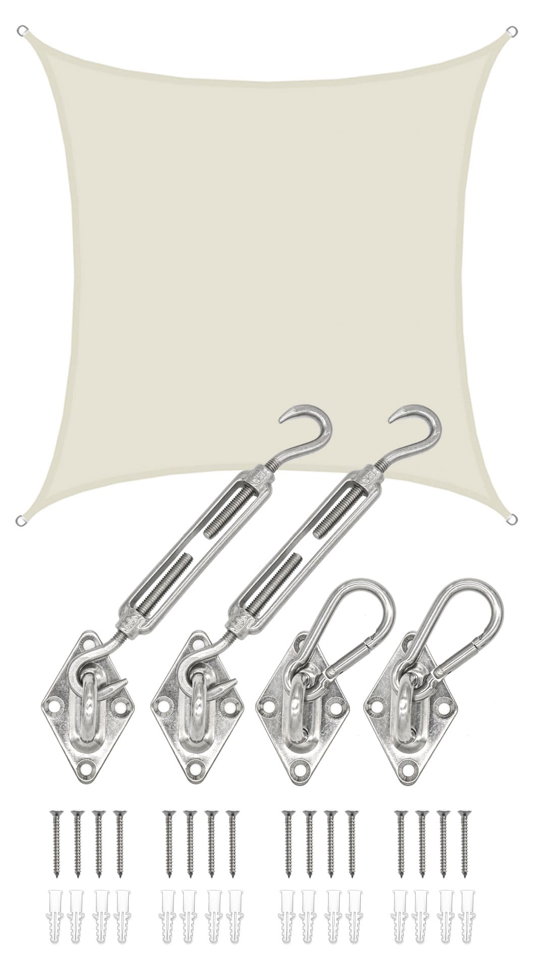 4x4m Sonnensegel Viereckig Wasserdicht - Sonnenschutz Segel Set mit Befestigung 