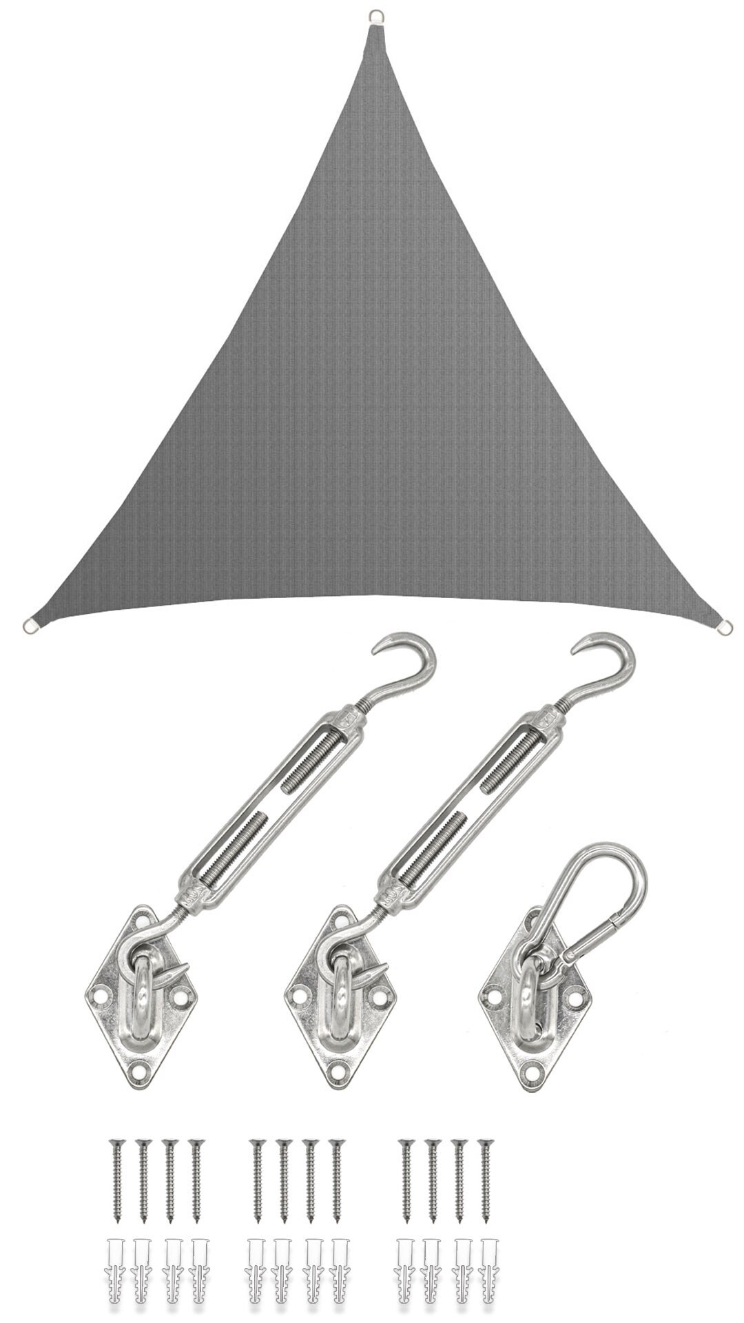 6x6x6 UV Sonnensegel Dreieckig Atmungsaktiv - Sonnenschutz Segel mit Befestigung 