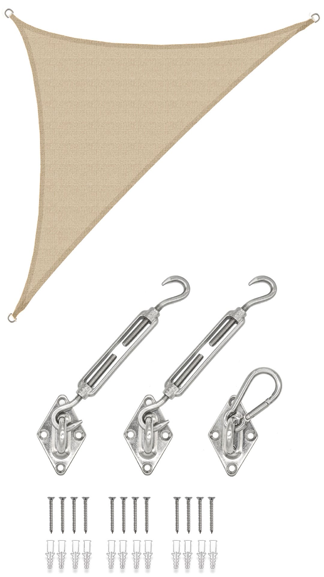 3x3x4,2 Sonnensegel Dreieckig Atmungsaktiv - Dreieck Segel mit Befestigung 