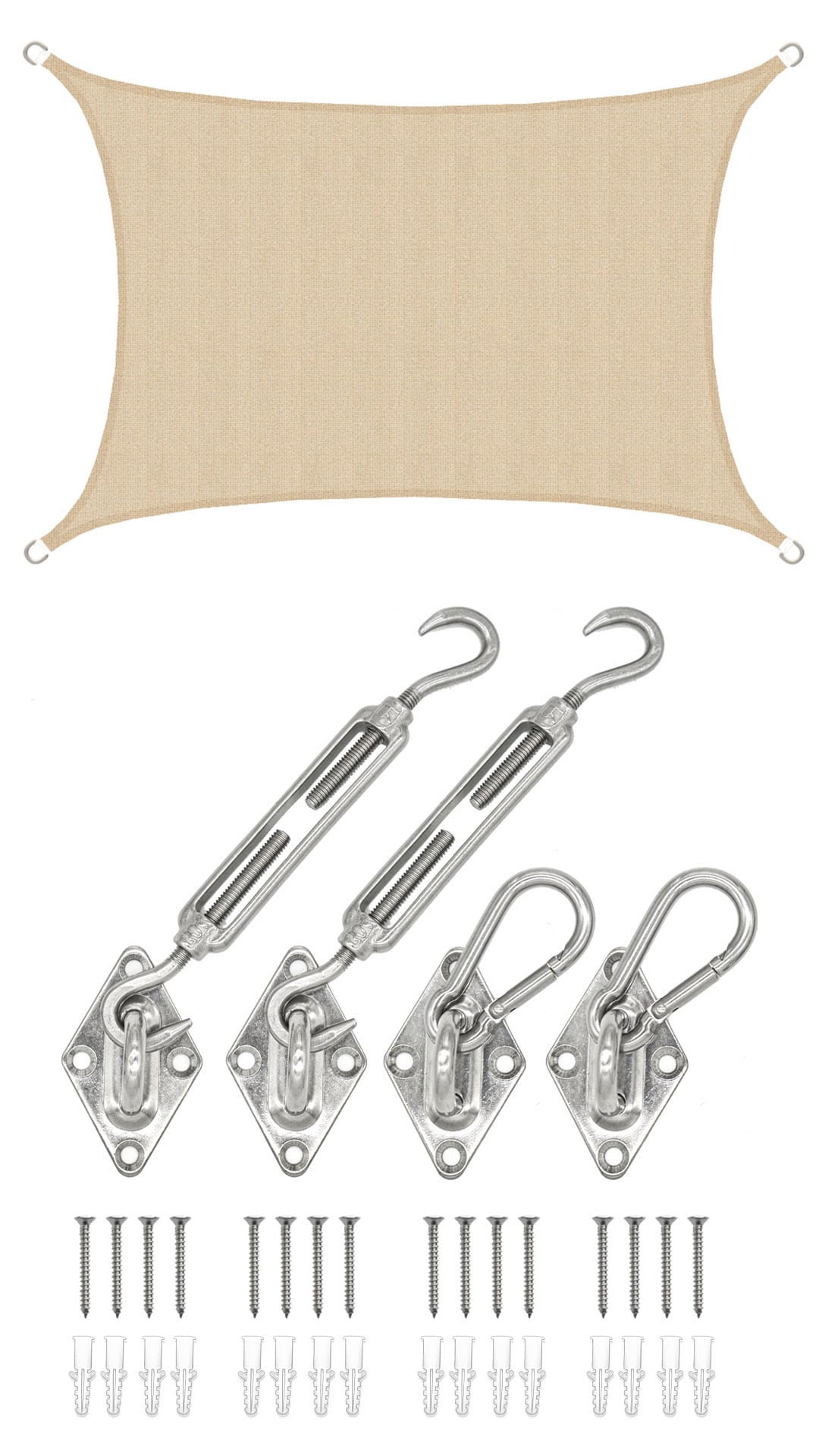 3x2 UV Sonnensegel Rechteckig Atmungsaktiv - Sonnenschutz Segel mit Befestigung 