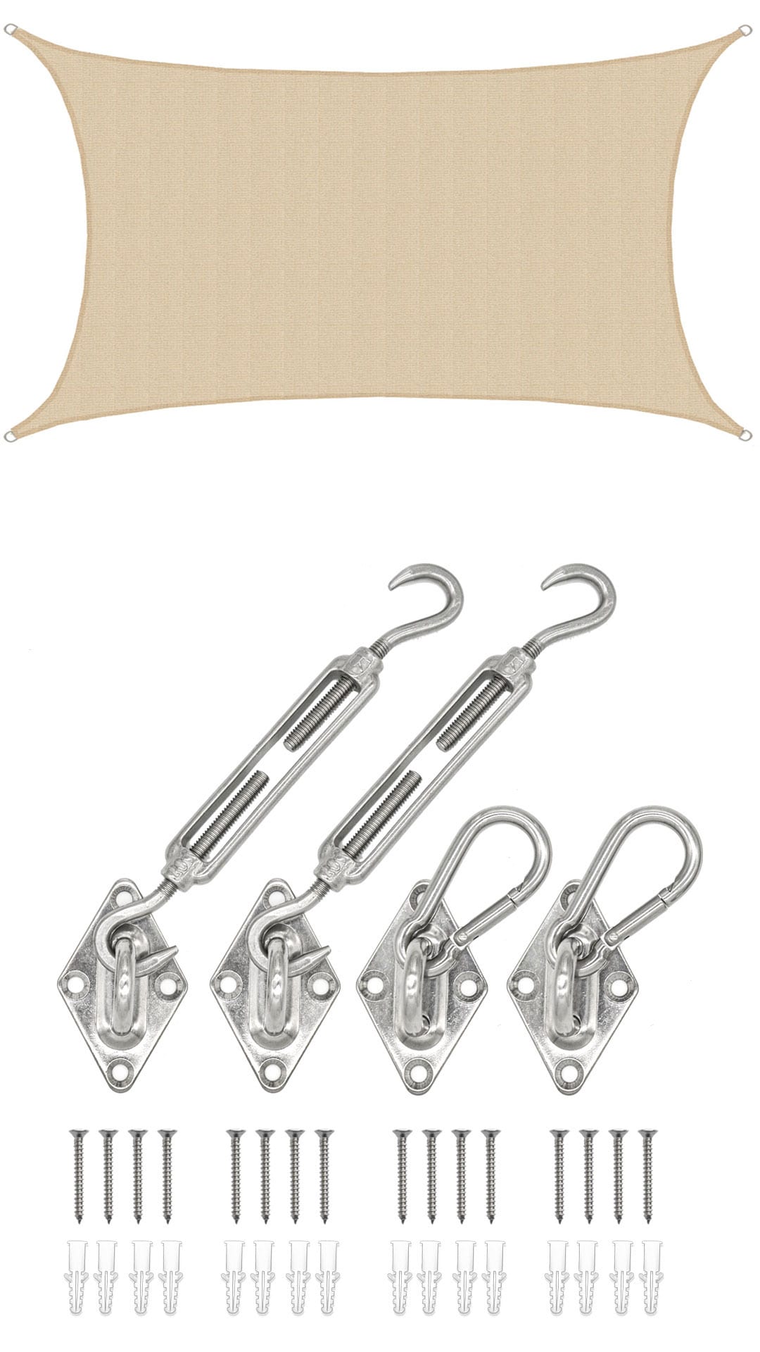 3x5 UV Sonnensegel Rechteckig Atmungsaktiv - Sonnenschutz Segel mit Befestigung 