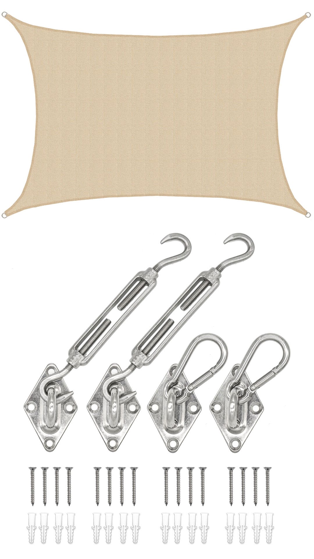 4x6 UV Sonnensegel Rechteckig Atmungsaktiv - Sonnenschutz Segel mit Befestigung 