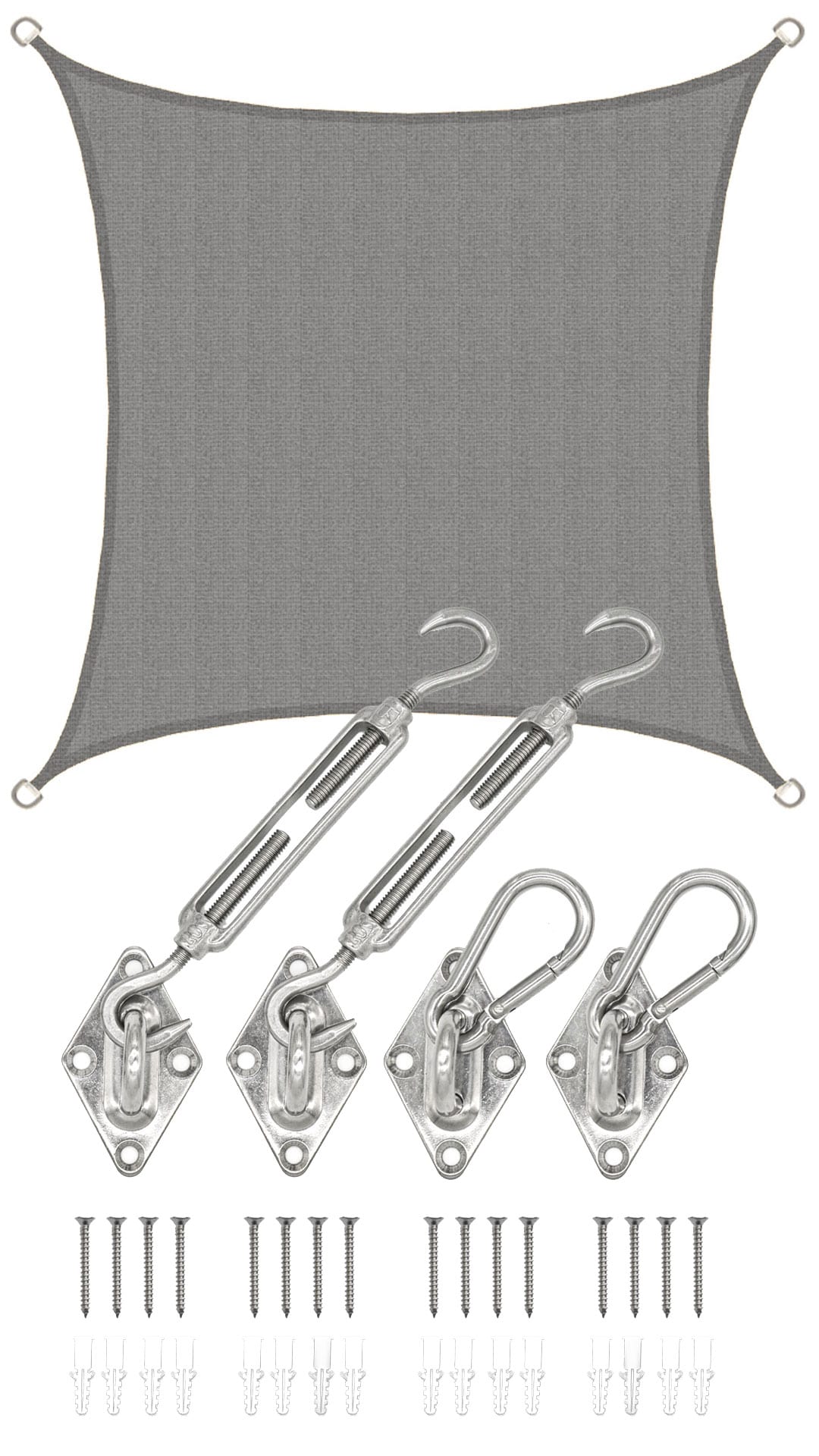 2x2 UV Sonnensegel Viereckig Atmungsaktiv - Sonnenschutz Segel mit Befestigung 