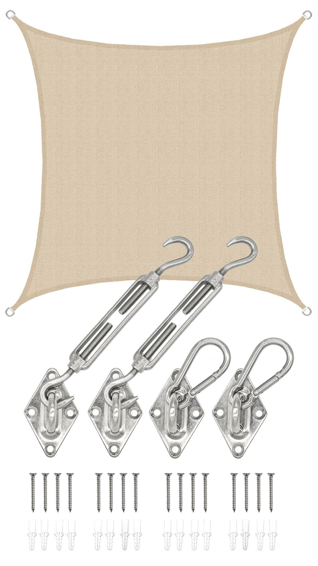 3x3 UV Sonnensegel Viereckig Atmungsaktiv - Sonnenschutz Segel mit Befestigung 