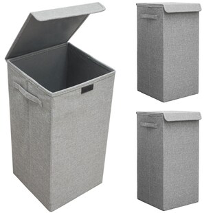 2er Set 50L Wäschekorb mit Deckel 30x30x60 - XXL Wäschesammler Wäschebox Faltbar 