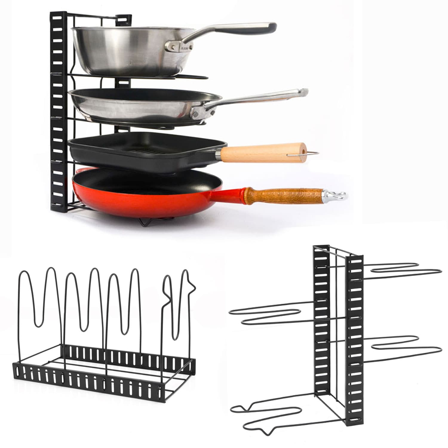 Pfannen Regal 4 Ablagen - 38x21x25 Deckel Organizer K&uuml;che Zubeh&ouml;r Topf Organizer 