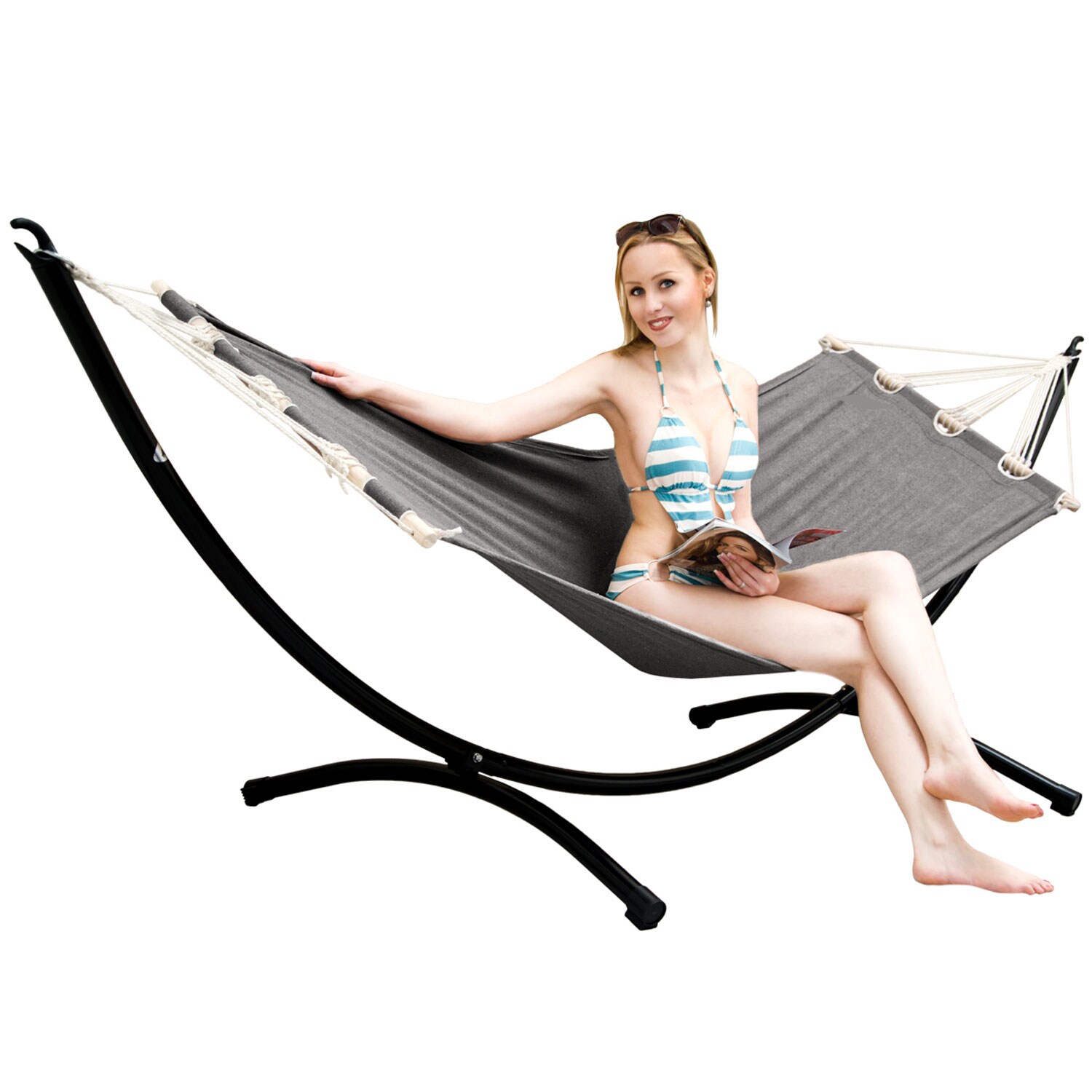 Outdoor H&auml;ngematte mit Gestell - 300cm H&auml;ngemattengestell 190x80 Stabh&auml;ngematte 