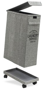 50L Wäschekorb mit Rollen - 20x40x60 Wäschesammler Schmal - Wäsche Nischenregal 