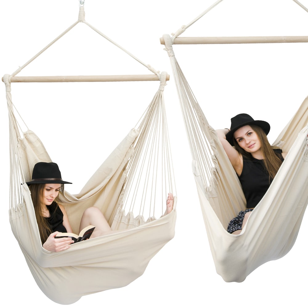 XXL H&auml;ngesessel 185x130cm H&auml;ngestuhl 2 Personen H&auml;ngesitz bis 150kg Baumwolle H&auml;ngematte 360&deg; Swifel 