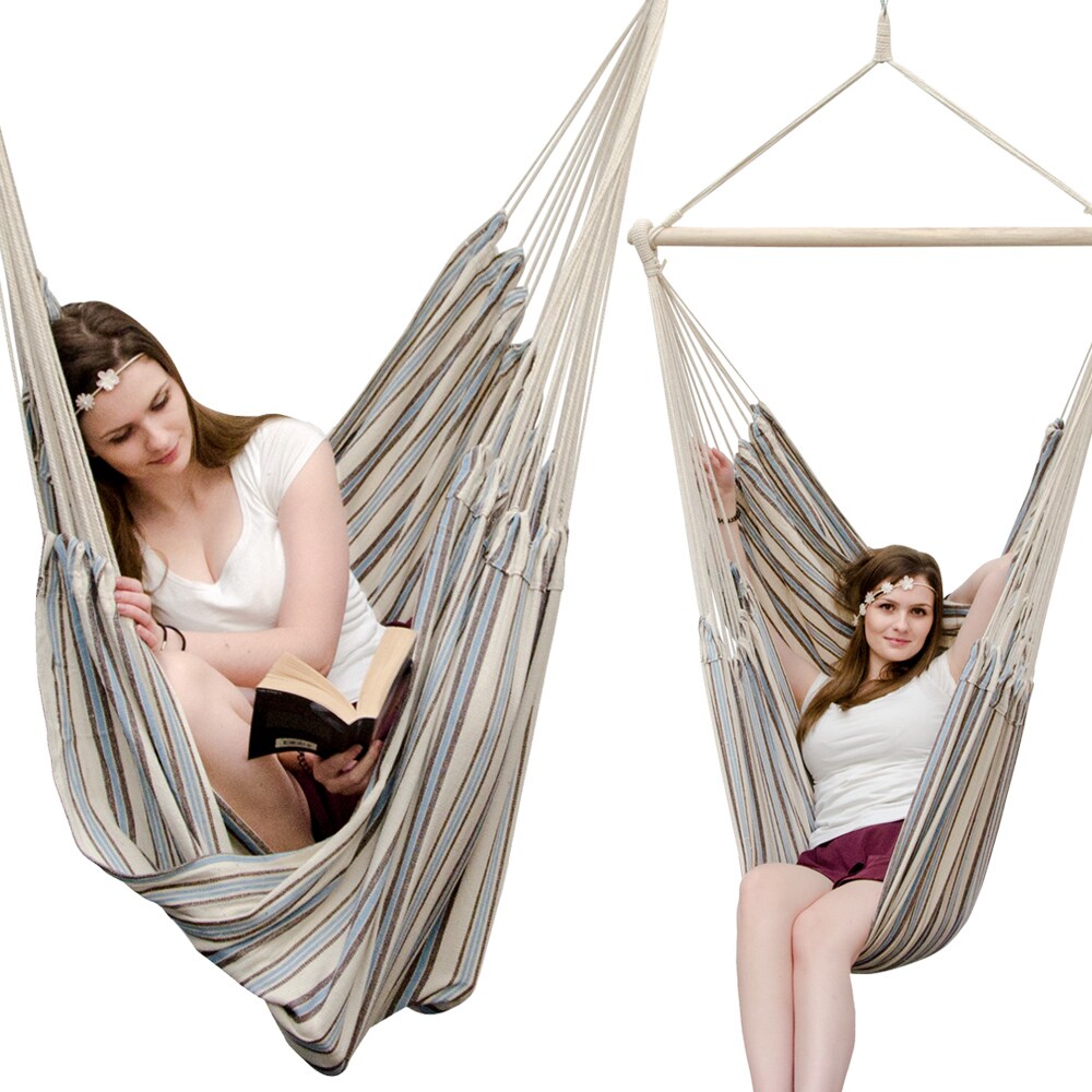 XXL H&auml;ngesessel 185x130cm H&auml;ngestuhl 2 Personen H&auml;ngesitz bis 150kg Baumwolle H&auml;ngematte 360&deg; Swifel 