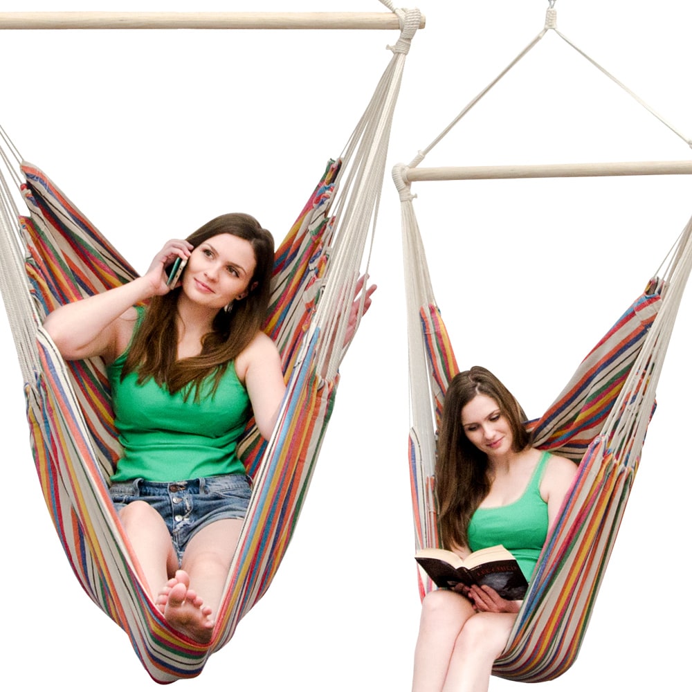 XXL H&auml;ngesessel 185x130cm H&auml;ngestuhl 2 Personen H&auml;ngesitz bis 150kg Baumwolle H&auml;ngematte 360&deg; Swifel 