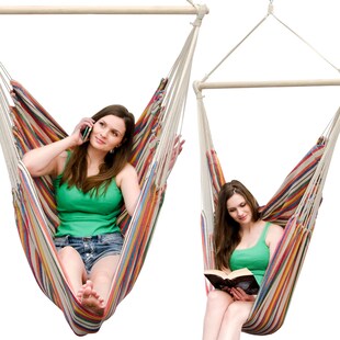 XXL Hängesessel 185x130cm Hängestuhl 2 Personen Hängesitz bis 150kg Baumwolle Hängematte 360° Swifel 