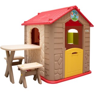 Kinder Spielhaus ab 1 - Garten Kinderhaus mit Tisch - Indoor Kinderspielhaus 