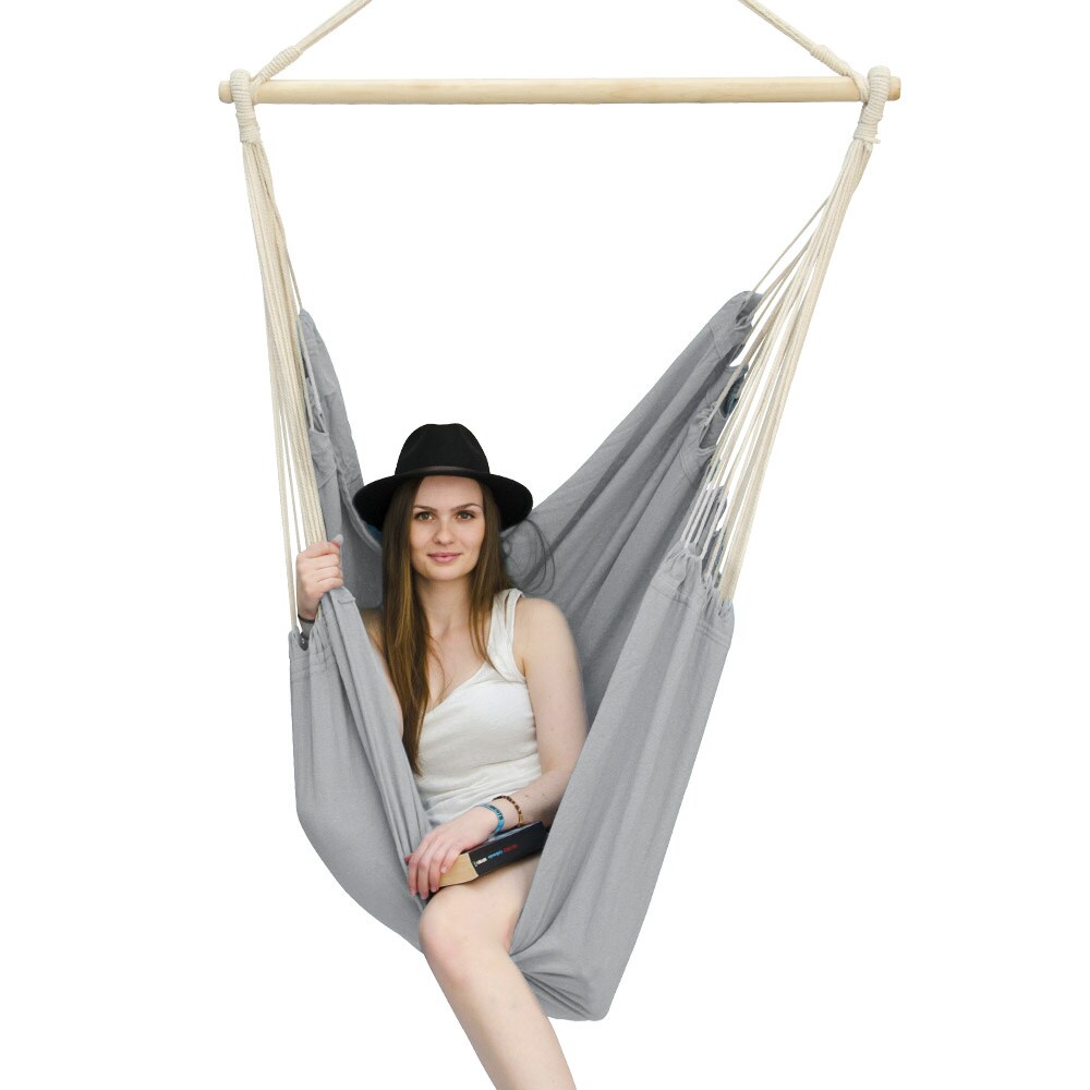 XXL H&auml;ngesessel 185x130cm H&auml;ngestuhl 2 Personen H&auml;ngesitz bis 150kg Baumwolle H&auml;ngematte 360&deg; Swifel 