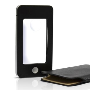 Lesehilfe Lupe in Handy-Optik 4 LEDs inklusiv stabiler Hülle 