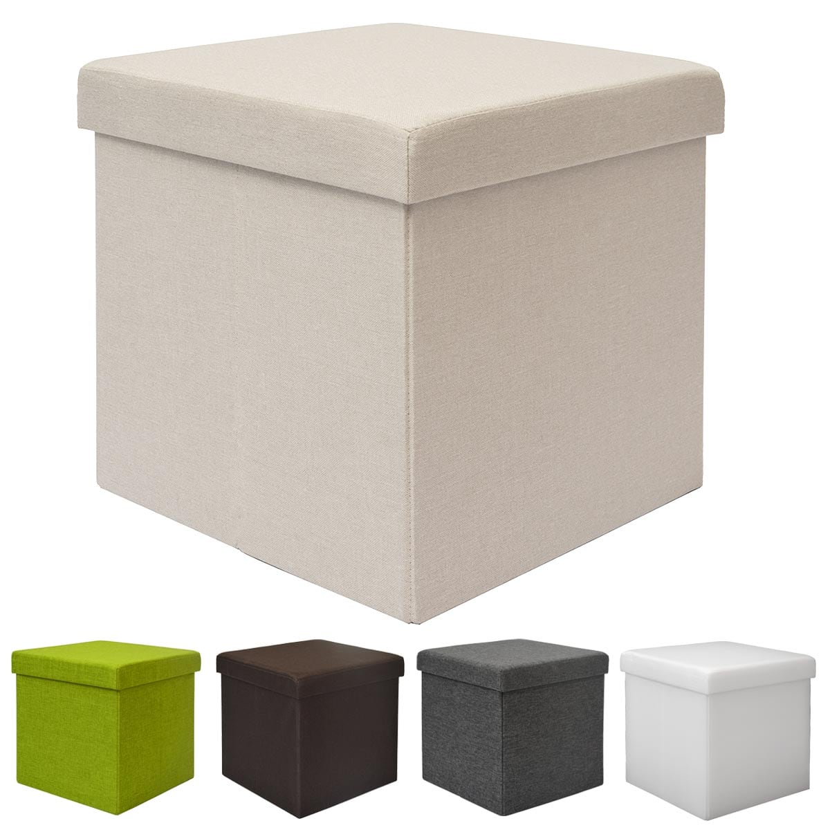 DuneDesign Faltbarer Sitzhocker 38cm Fu&szlig;hocker Polsterhocker mit ca 42L Stauraum Sitzw&uuml;rfel Sitzkast 