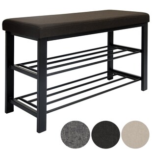 Schuhregal 81x32x50cm offener Schuhschrank 2 Böden stabile Sitzbank Bank Braun 