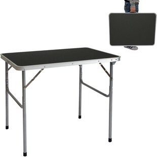 Campingtisch Aluminium Klapptisch 60x80x67cm Stahlrahmen MDF-Tischplatte Dunkelgrau praktisches Koff 