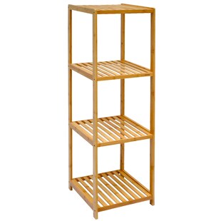 Badregal 38x39,5x124,5cm Bambus Holz Regal 4 Fächer Bad Badezimmer Standregal 