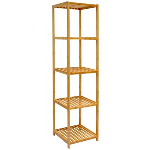 Badregal 38x39,5x162,5cm Bambus Holz Regal 5 Fächer Bad Badezimmer Standregal 