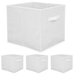 Faltbox Set 4 Boxen für Kallax Regal weiß 33x38x33cm Expedit Box mit Stoffgriff 
