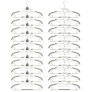 20 Anti Rutsch Kleiderbügel 10 Haken-Organizer Gummierte Raumspar-Bügel Weiß 