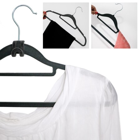 20 Samt Kleiderbügel 10 Haken-Organizer Antirutsch Hemden-Bügel