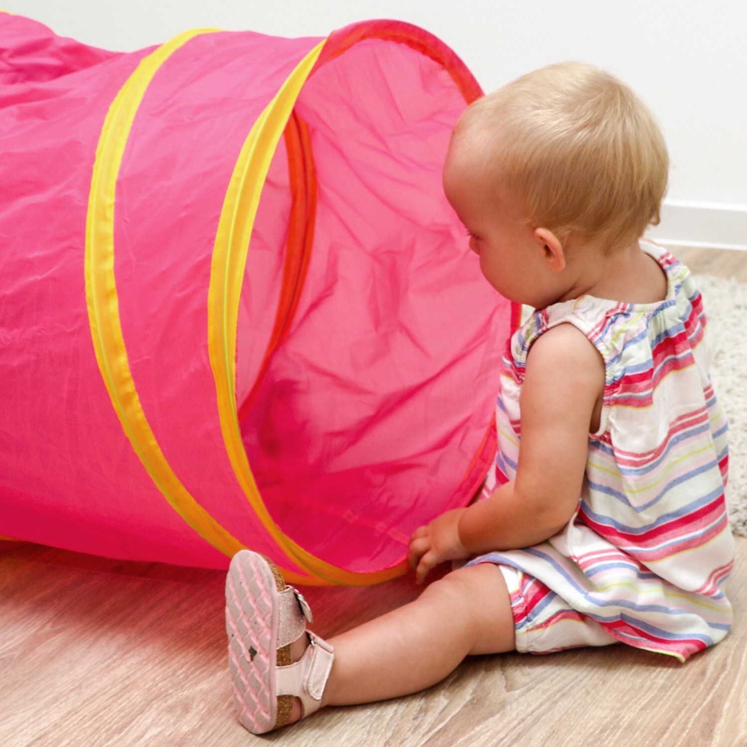 Krabbeltunnel Für Kinder | 180 Cm Lang, 48 Cm Durchmesser, Regenbogenfarben | Pop-Up Design, Faltbar Mit Tragetasche