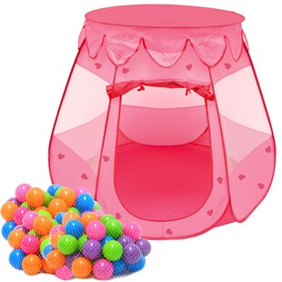 Mädchen Bällebad Zelt 200 Baby Bälle Kinderzelt Spielzelt 120x120x90cm Rosa 