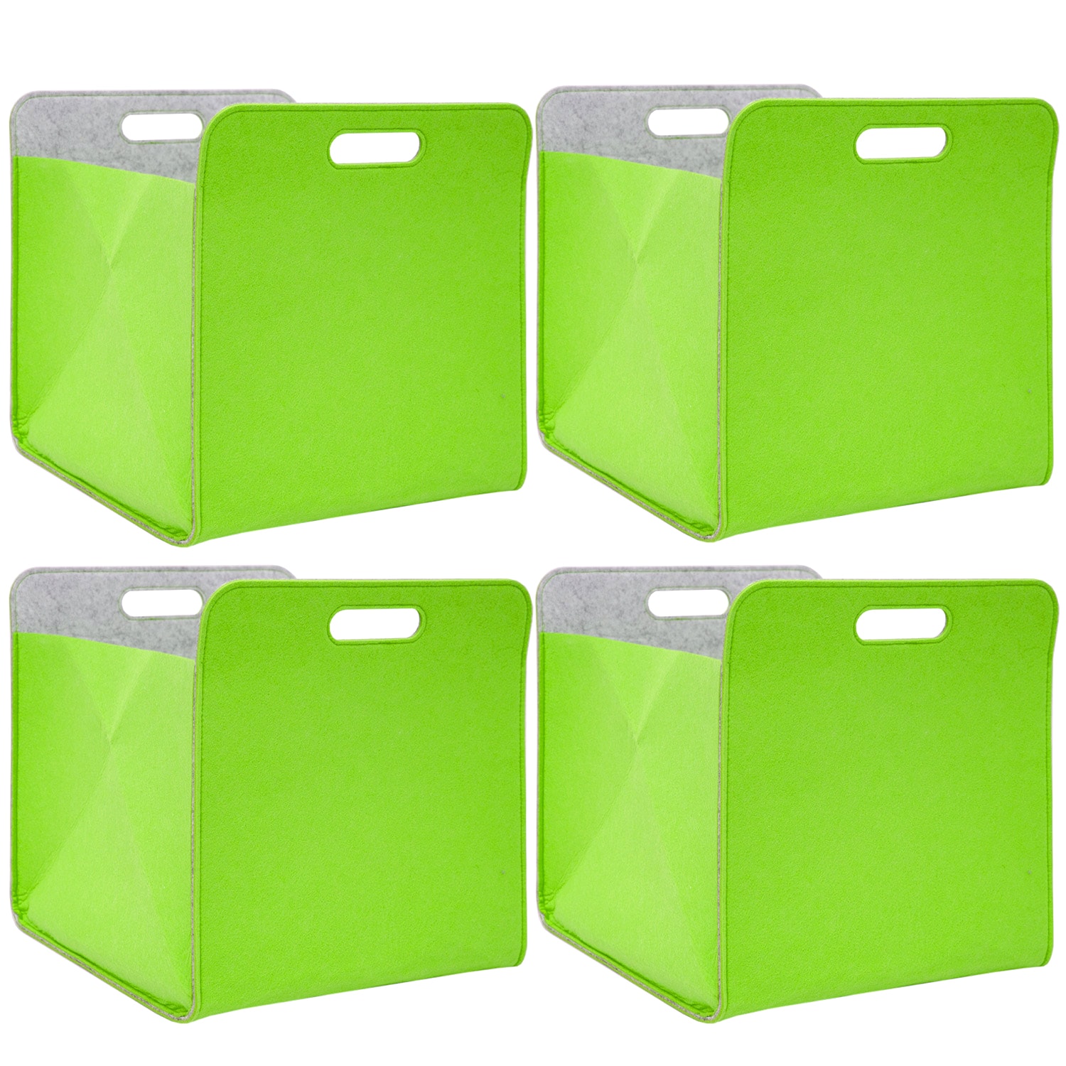 4er Set Filz Aufbewahrungsbox 33x33x38 cm Kallax Filzkorb Regal Einsatz Box Gr&uuml;n 