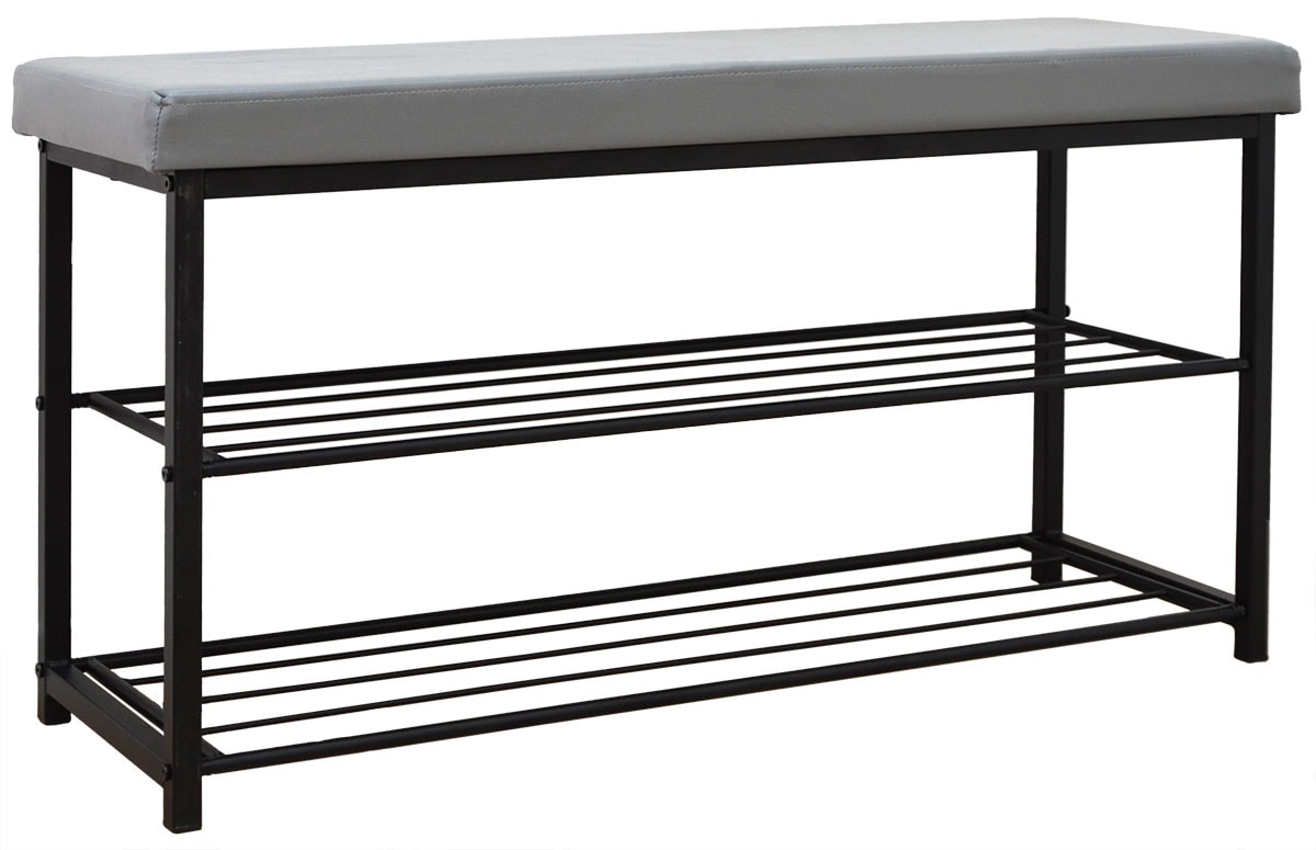 Schuhregal 96x32,5x51cm Schuhbank Offener Schuhschrank Schuh Regal Sitzbank Grau 