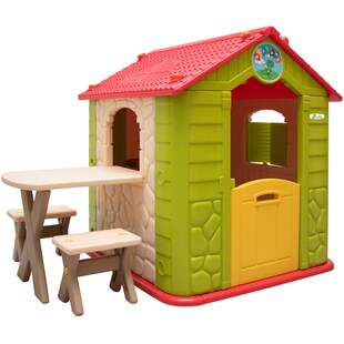Kinder Spielhaus ab 1 - Garten Kinderhaus mit Tisch - Indoor Kinderspielhaus 