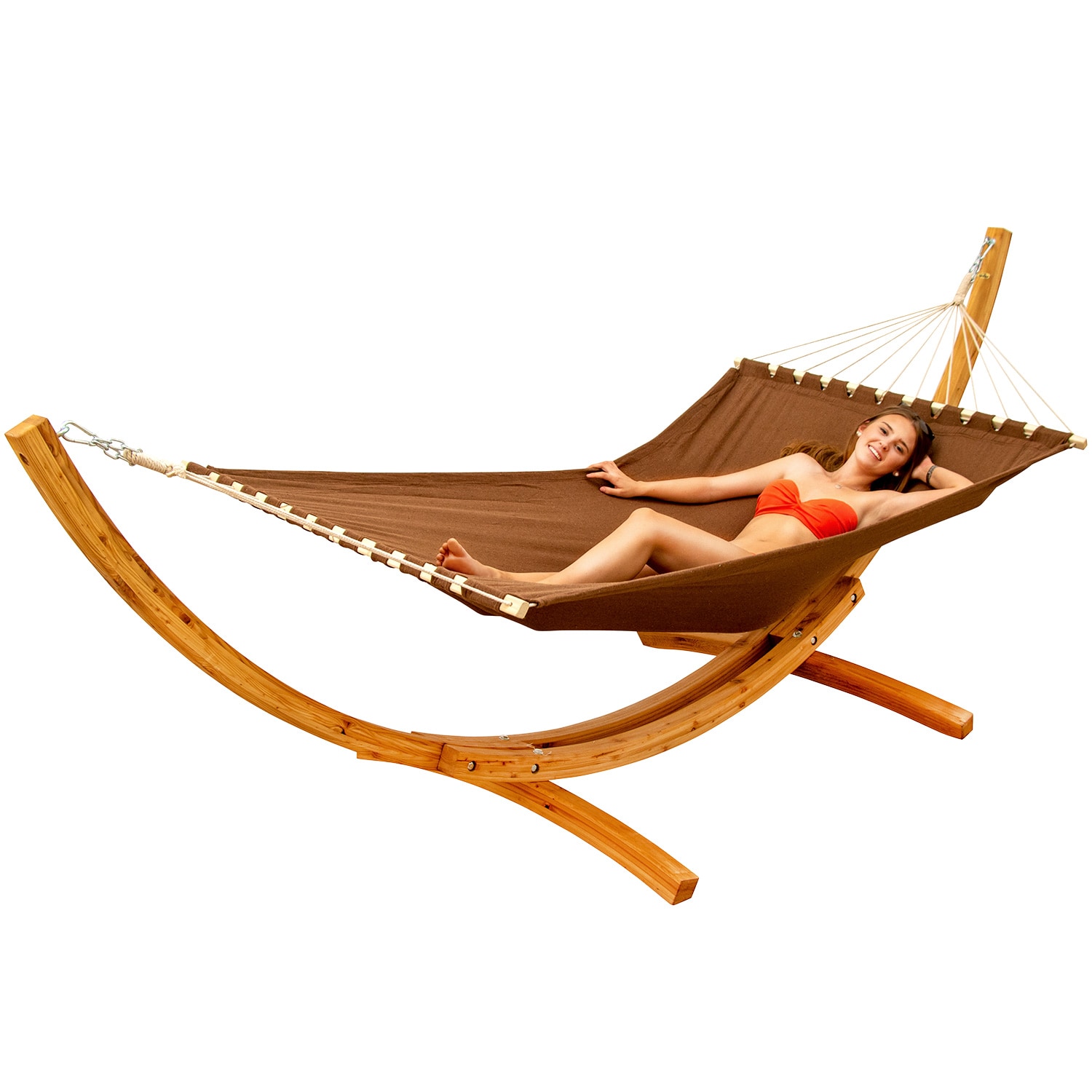 XXL H&auml;ngematte mit Gestell - 325 cm H&auml;ngemattengestell Holz mit Stabh&auml;ngematte 