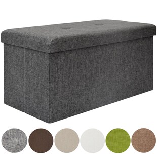 Faltbare Sitzbank 76x38x38 cm mit Trennwand Sitztruhe 80L Polsterbank Dunkelgrau 