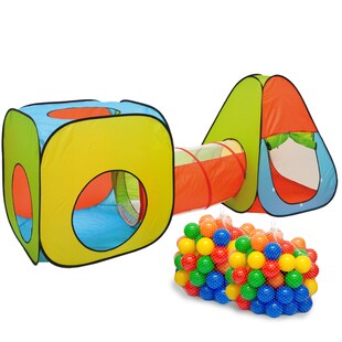 3er Bällebad Zelt 200 Baby Bälle PopupTunnel Kinderzelt Spielzelt 260x90x100cm 