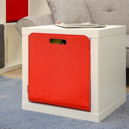 4er Set Filz Aufbewahrungsbox Regal 33x33x38 online bei Marktkauf bestellen Grau-Rot cm Kallax Box Filzkorb