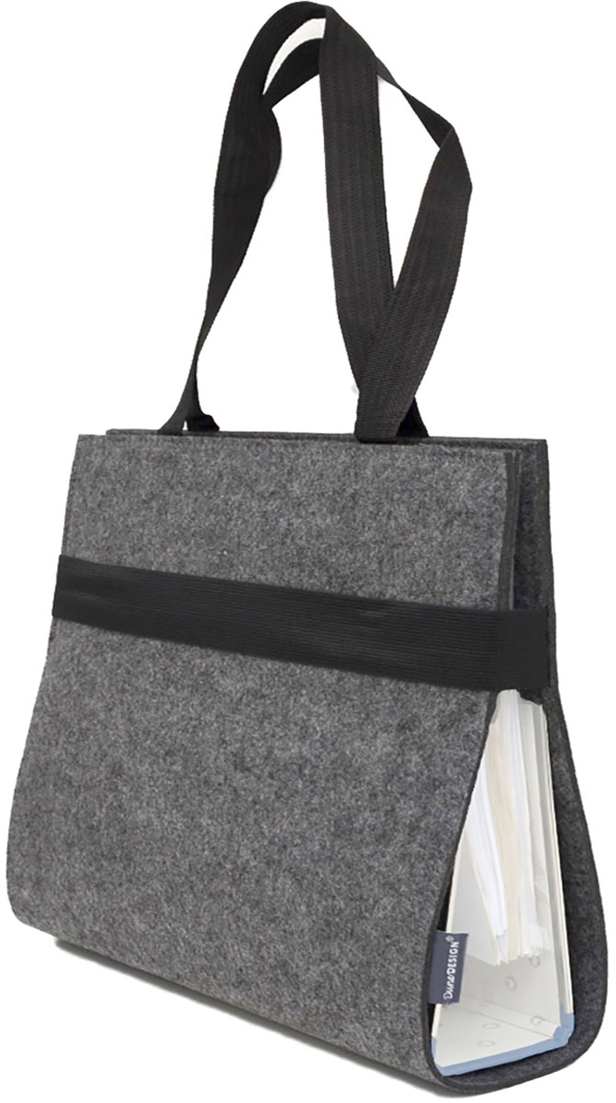 Filz Ordnertasche Trageriemen 31x34x9 cm Ordnerh&uuml;lle Unitasche Ordnermappe Grau 